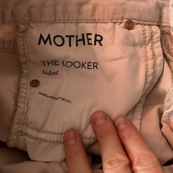 MOTHER The Looker Velvet Pant Jean Mauve Pink Size 27 Skinny Ankle Crop - Picture 6 of 14